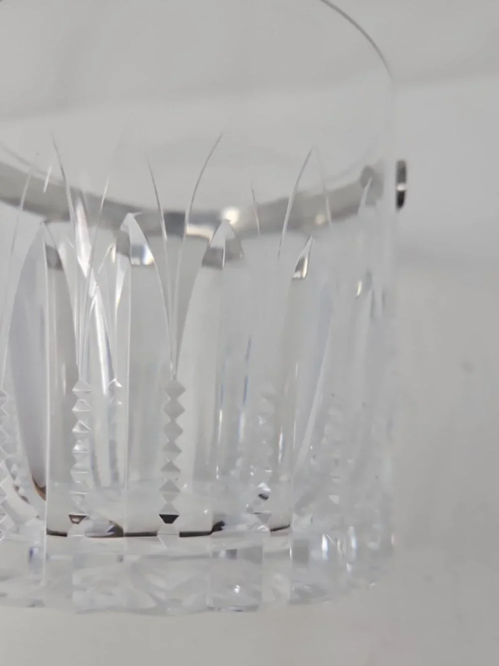 Vintage MCM Brilliant Cut Crystal Glass Chrome Mini Ice Bucket Hollywood Regency